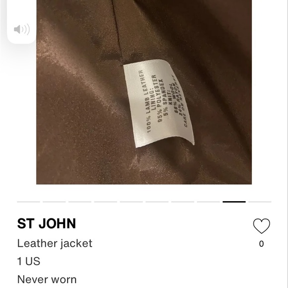 St. John Lambskin Brown Leather Jacket-Never Worn New without Tags - Picture 6 of 8